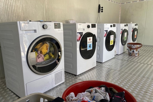 Deprem bölgesinde çamaşırhaneler kuruldu